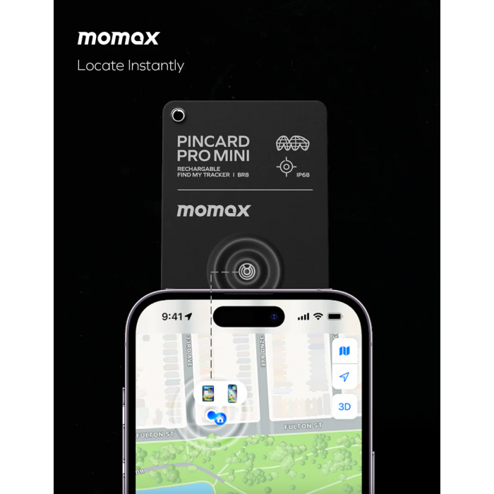 Momax PinCard Pro Mini Rechargeable Find My Tracker
